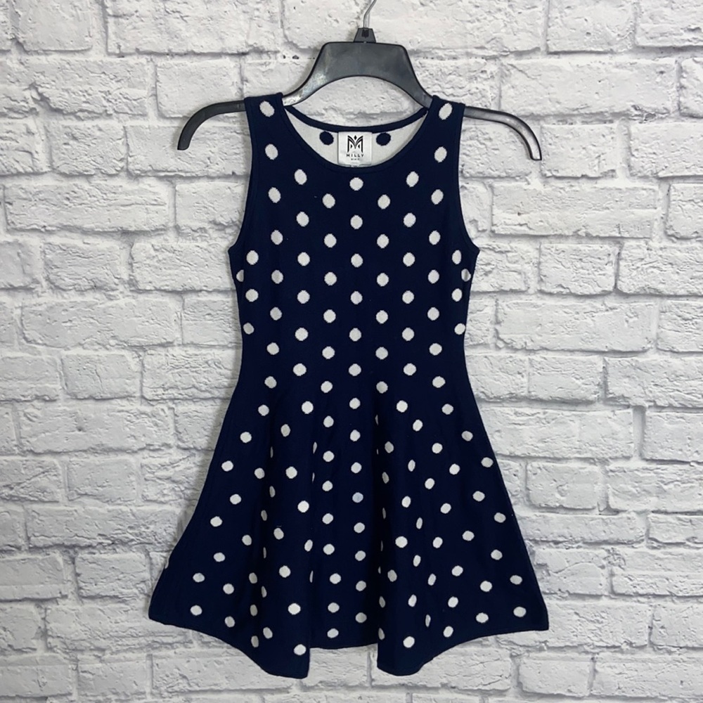 Milly Minis Girl's size 10 Polka Dot Jacquard Sleeveless Knit Dress